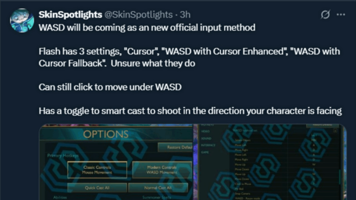 【PBE情報】LoLでWASD移動が可能に？PBEにて新たな操作方法がテスト中