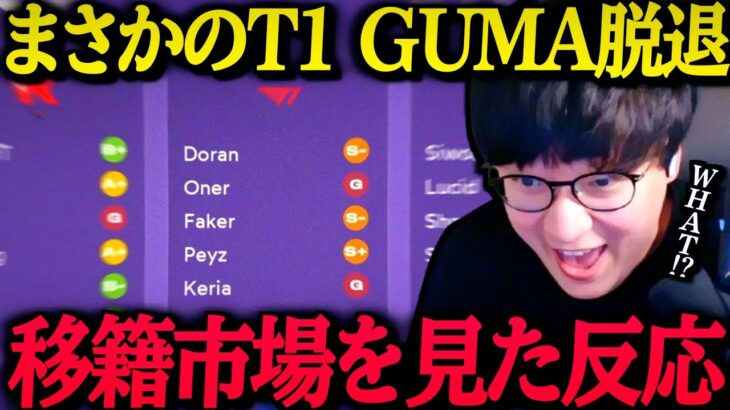まさかのGUMAがT1脱退‼ 今年の移籍市場を見たのUGの反応