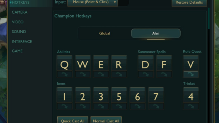 【PBE情報】PBEに待望の「チャンピオン別ホットキー」設定機能が登場。操作設定の個別管理で利便性が劇的に向上